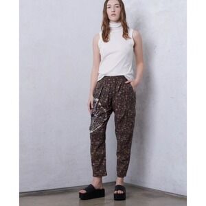 Raquel Allegra Cargo Pant Womens Medium Black Floral Liberated Hippie Casual